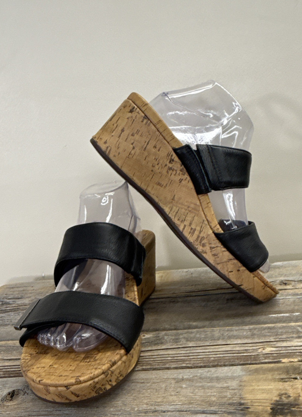 VIONIC Pepper Platform Wedge Sandals- Wide Strap/Black/Open Toe -Wmns Sz 9 Chrty